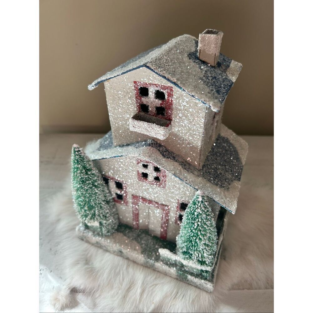 Vintage Christmas House 9.5” Tall